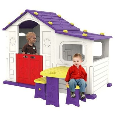 MYTS Indoor playhouse with activity area with side table & chair for kids purple